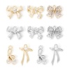 Picture of Eco-friendly Brass Clothes Charms Real Gold Plated Bowknot Clear Cubic Zirconia