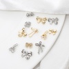 Picture of Eco-friendly Brass Clothes Charms Real Gold Plated Bowknot Clear Cubic Zirconia