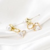 Picture of Eco-friendly Brass Valentine's Day Charms Real Gold Plated Heart Clear Cubic Zirconia