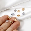 Bild von Umweltfreundlich Messing Perlkappen Blumen Echtgold plattiert Hohl Bunt Zirkonia (Passt 10mm Perle) 7mm x 7mm