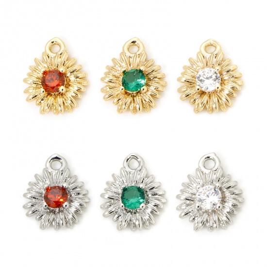 Picture of 5 PCs Eco-friendly Brass Mini Charm Tiny Charm Real Gold Plated Daisy Flower 9mm x 8mm