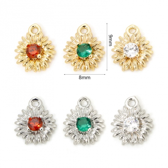 Picture of 5 PCs Eco-friendly Brass Mini Charm Tiny Charm Real Gold Plated Daisy Flower 9mm x 8mm