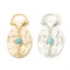Image de 2 Pcs Breloques Style Bohème en Laiton Irrégulier Multicolore Texture Avec Cabochons en Résine Turquoise Imitation 25mm x 13mm
