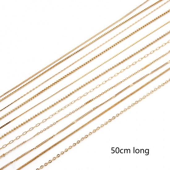 Imagen de 1 Unidad 304 Acero Inoxidable Collares Chapado en Oro de 18K Deslizable 50cm longitud