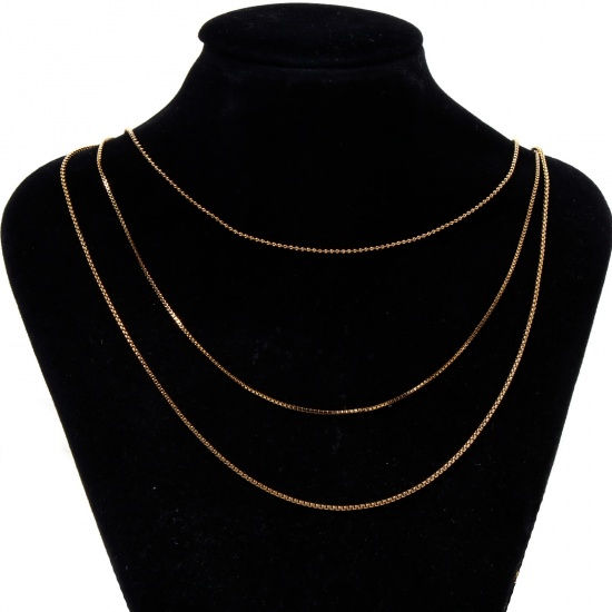 Imagen de 1 Unidad 304 Acero Inoxidable Collares Chapado en Oro de 18K Deslizable 50cm longitud