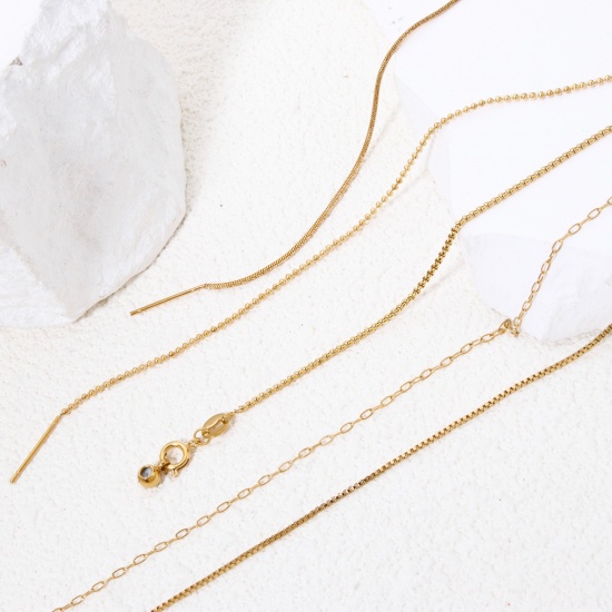 Imagen de 1 Unidad 304 Acero Inoxidable Collares Chapado en Oro de 18K Deslizable 50cm longitud