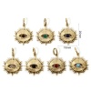 Image de 1 Pièce Breloques en 304 Acier Inoxydable Placage Sous Vide Écologique Religieux Plaqué Or Véritable 14K Multicolore Oeil de la Providence/ Oeil Qui Voit Tout Avec Cabochon de Gemme Synthétique 26mm x 18mm