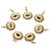 Image de 1 Pièce Breloques en 304 Acier Inoxydable Placage Sous Vide Écologique Religieux Plaqué Or Véritable 14K Multicolore Oeil de la Providence/ Oeil Qui Voit Tout Avec Cabochon de Gemme Synthétique 26mm x 18mm
