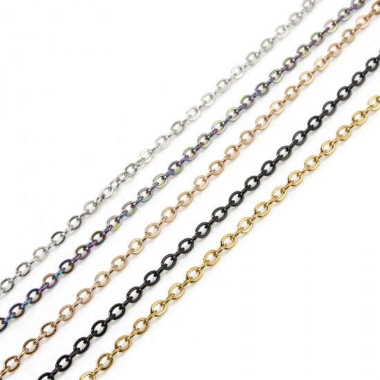 Bild von 304 Edelstahl Einfach Gliederkette Kette Halskette Mit Karabiner Verschluss 50.5cm lang, Kettengröße: 2mm