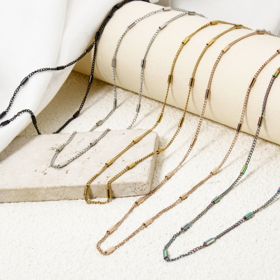 Bild von 304 Edelstahl Schmuckkette Kette Halskette Mit Karabiner Verschluss und Verlängerungskette Extender 40cm lang