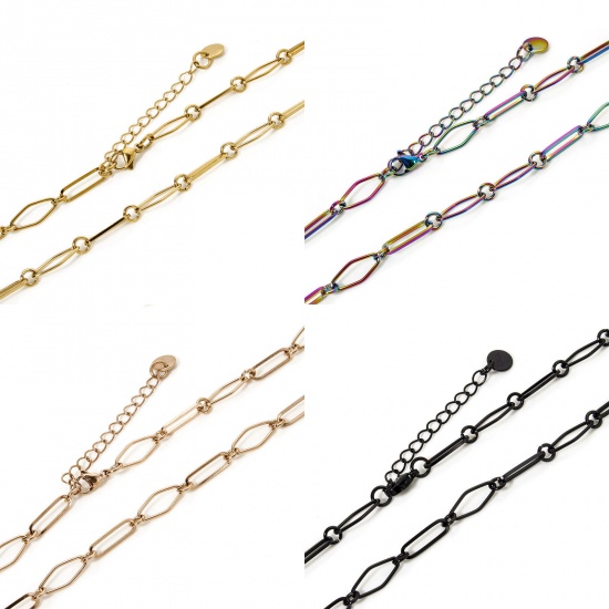 Immagine di 1 Pz 304 Acciaio Inossidabile Catena a Maglia Fatta a Mano Collana Con Aragosta Fermagli Fibbia e Catena di Estensione 40cm Lunghezza