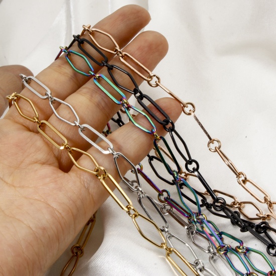 Immagine di 1 Pz 304 Acciaio Inossidabile Catena a Maglia Fatta a Mano Collana Con Aragosta Fermagli Fibbia e Catena di Estensione 40cm Lunghezza