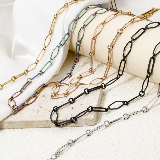 Immagine di 1 Pz 304 Acciaio Inossidabile Catena a Maglia Fatta a Mano Collana Con Aragosta Fermagli Fibbia e Catena di Estensione 40cm Lunghezza