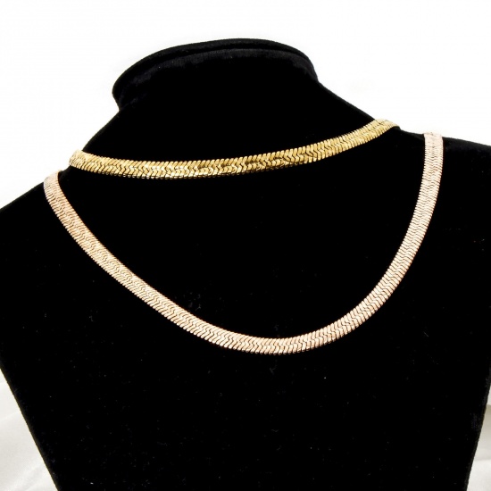 Image de 1 Pièce Colliers en 304 Acier Inoxydable Chaîne Maille Serpent Plate avec Fermoir Mousqueton et Chaîne d'Extension 40cm long, Taille de Chaîne: 5mm
