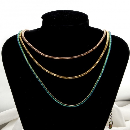 Image de 1 Pièce Colliers en 304 Acier Inoxydable Chaîne Maille Serpent avec Fermoir Mousqueton et Chaîne d'Extension 40cm long, Taille de Chaîne: 3mm