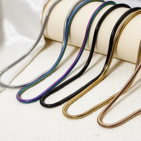 Image de 1 Pièce Colliers en 304 Acier Inoxydable Chaîne Maille Serpent avec Fermoir Mousqueton et Chaîne d'Extension 40cm long, Taille de Chaîne: 3mm