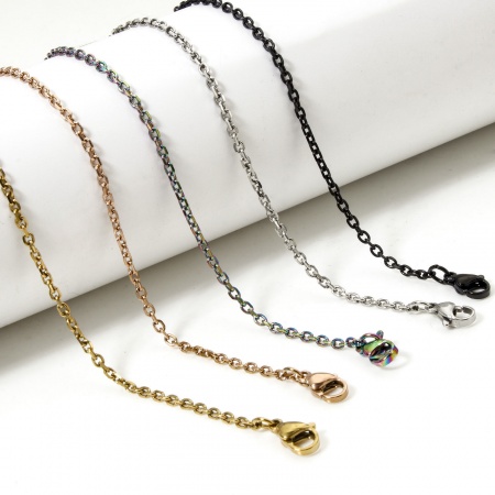 304 Stainless Steel Link Cable Chain Necklace For DIY Jewelry Making With Lobster Claw Clasp And Extender Chain 40cm(15.7") long, Chain Size: 2.2mm