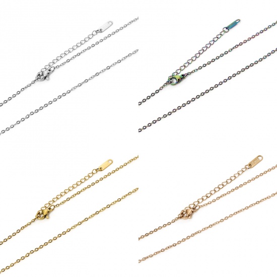 Imagen de 1 Unidad 304 Acero Inoxidable Cable Cadena Cruz Collares Con Broche de Langosta y Extensor Cadena 45cm longitud, Cadena: 1.6mm