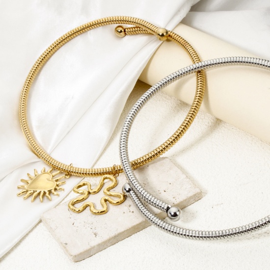 Picture of 304 Stainless Steel Collar Neck Ring Necklace For DIY Jewelry Making Spiral 51cm(20.1") long