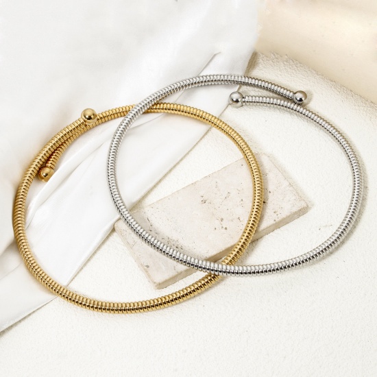 Picture of 304 Stainless Steel Collar Neck Ring Necklace For DIY Jewelry Making Spiral 51cm(20.1") long