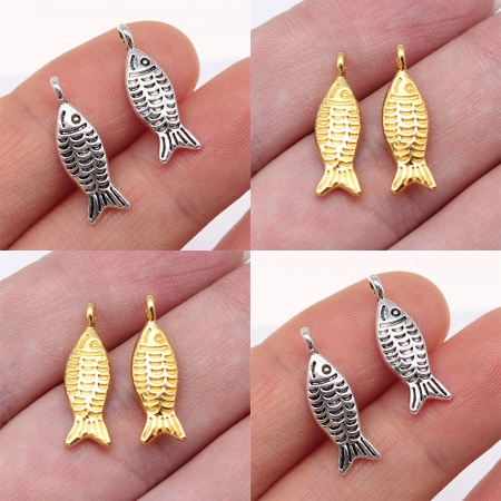 50 個 亜鉛合金 海ジュエリー チャーム 多色 魚 20mm x 6mm、