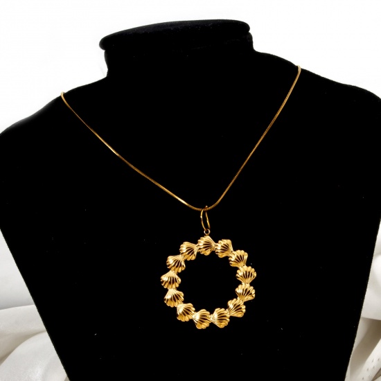 Image de 1 Pièce Pendentifs en 304 Acier Inoxydable Placage Sous Vide Écologique Bijoux d'Océan Cheval de Mer Plaqué Or Véritable 18K Coquilles 3D