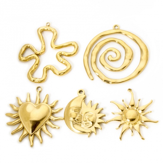 Picture of Eco-friendly Vacuum Plating 304 Stainless Steel Galaxy Pendants 18K Real Gold Plated Sun Moon