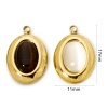 Immagine di 1 Pz Placcatura Sottovuoto Ecologica 304 Acciaio Inossidabile Ciondoli Ovale 18K Vero Oro Placcato Con Cabochon di Gemma Sintetica 17mm x 11mm