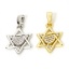 Immagine di 2 Pz Ottone Religione Ciondoli Pendenti Stella a Sei Punte Multicolore Micro Spianare Trasparente Cubic Zirconiae 21mm x 12mm
