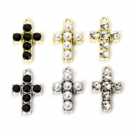 Zinc Based Alloy Religious Charms Multicolor Cross 19mm x 12mm