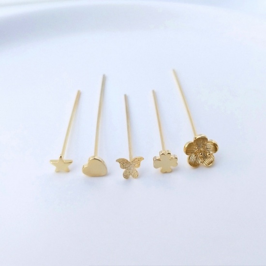 Picture of 0.7mm Eco-friendly Brass Head Pins 14K Real Gold Plated