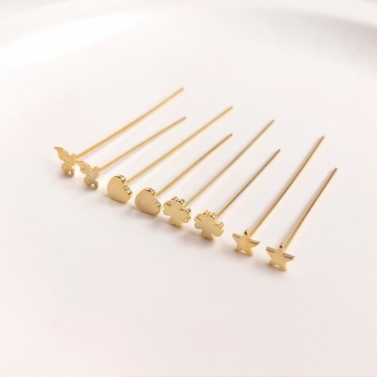 Picture of 0.7mm Eco-friendly Brass Head Pins 14K Real Gold Plated