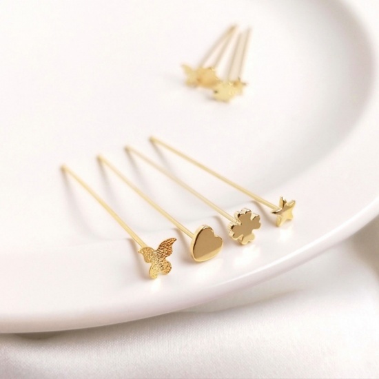 Picture of 0.7mm Eco-friendly Brass Head Pins 14K Real Gold Plated