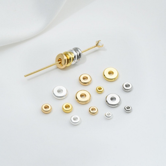 Image de 10 Pcs Perles d'Espacement Accessories pour DIY Fabrication de Bijoux de Bracelet en Laiton Respectueux de la Nature Multicolore Plat-Rond