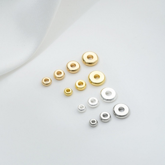 Image de 10 Pcs Perles d'Espacement Accessories pour DIY Fabrication de Bijoux de Bracelet en Laiton Respectueux de la Nature Multicolore Plat-Rond