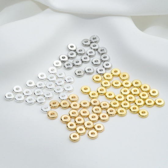 Image de 10 Pcs Perles d'Espacement Accessories pour DIY Fabrication de Bijoux de Bracelet en Laiton Respectueux de la Nature Multicolore Plat-Rond