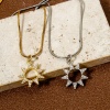 Picture of Eco-friendly Brass Galaxy Charms Real Gold Plated Sun Micro Pave Clear Cubic Zirconia 21mm x 16mm