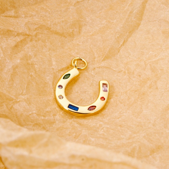 Picture of Eco-friendly Brass West Cowboy Charms 18K Real Gold Plated Luck Horseshoe