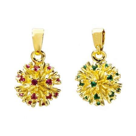 Umweltfreundlich Messing Charme-Anhänger 18K Echtgold plattiert Feuerwerk 3D 18mm x 11mm
