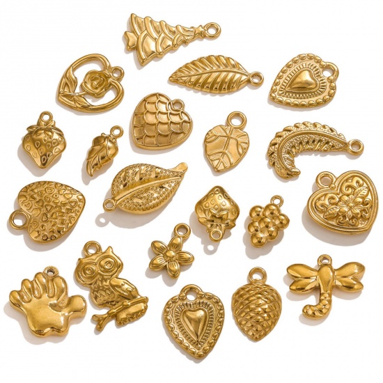 Picture of Vacuum Plating 304 Stainless Steel Charms 18K Gold Plated