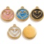 Picture of Vacuum Plating 304 Stainless Steel Charms 18K Gold Plated Round Disc Heart Enamel 17mm x 14mm