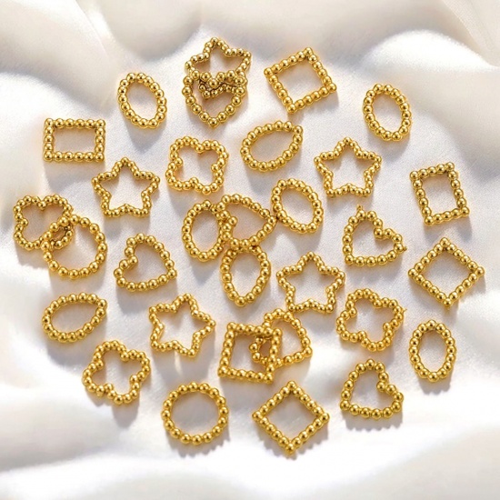 Picture of 304 Stainless Steel Closed Soldered Jump Rings Findings 18K Gold Plated