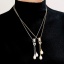 Picture of Dainty Simple Multicolor Stainless Steel Box Chain Tassel Imitation Pearl Sweater Necklace Long For Women 45cm(17.7") long