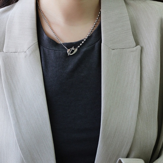 Picture of Stylish Simple Multicolor Stainless Steel Ball Chain Necklace For Women 45cm(17.7") long