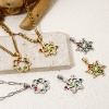 1 Piece 304 Stainless Steel Pendants Yoga Healing Hollow Multicolor Rhinestone の画像