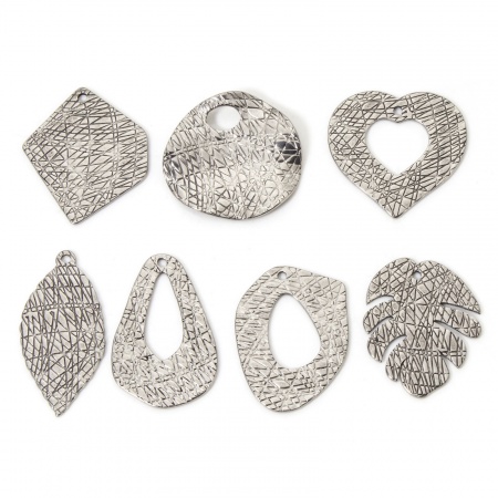 2 Unidades 304 Acero Inoxidable Colgantes Irregular Tono de Plata Efecto Mármol 2 Unidades 304 Acero Inoxidable Colgantes Irregular Tono de Plata Efecto Mármol