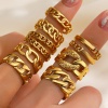 Изображение 1 Piece Eco-friendly Vacuum Plating 304 Stainless Steel Open Adjustable Rings 18K Gold Plated Link Chain 17mm(US Size 6.5)