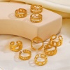 Изображение 1 Piece Eco-friendly Vacuum Plating 304 Stainless Steel Open Adjustable Rings 18K Gold Plated Link Chain 17mm(US Size 6.5)