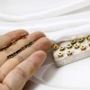 Picture of Eco-friendly Brass Spacer Beads For DIY Bracelet Jewelry Making Findings 18K Real Gold Plated Flat Round Multicolour Cubic Zirconia About 5mm Dia., Hole: Approx 1.8mm