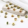 Picture of Eco-friendly Brass Spacer Beads For DIY Bracelet Jewelry Making Findings 18K Real Gold Plated Flat Round Multicolour Cubic Zirconia About 5mm Dia., Hole: Approx 1.8mm